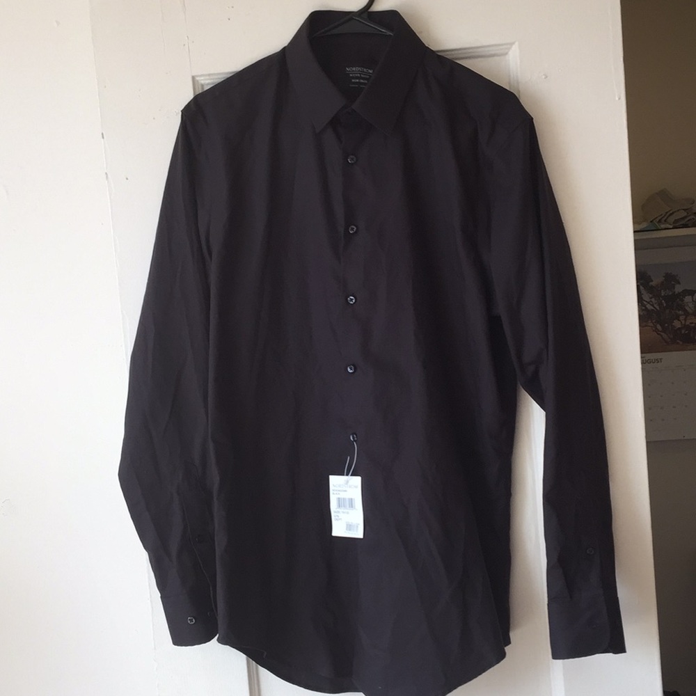 NORDSTROM EXTRA TRIM FIT BLACK DRESS SHIRT 15.5